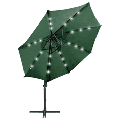 Vidaxl zöld konzolos napernyő rúddal és LED-fényekkel 300 cm (312329)
