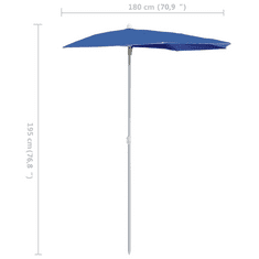 Vidaxl azúrkék félköríves napernyő rúddal 180 x 90 cm (315566)