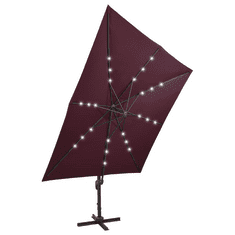 Vidaxl bordó konzolos napernyő rúddal és LED-fényekkel 300 cm (312350)