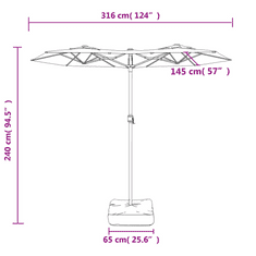 Vidaxl azúrkék dupla tetős LED-es napernyő 316x240 cm (362976)