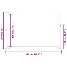 Vidaxl szürke behúzható oldalsó terasznapellenző 200 x 300 cm (317900)