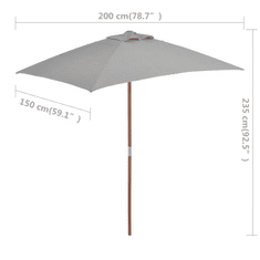 Vidaxl antracitszürke kültéri napernyő farúddal, 150 x 200 cm (44535)