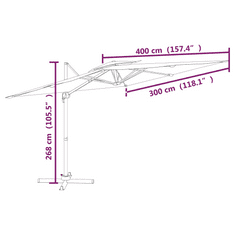Vidaxl antracitszürke dupla tetős konzolos napernyő 400 x 300 cm (319948)