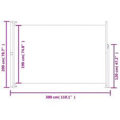 Vidaxl szürke behúzható oldalsó terasznapellenző 200 x 300 cm (313413)