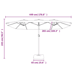 bordó dupla tetős napernyő 449x245 cm