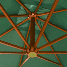 Vidaxl zöld lógó napernyő fa rúddal 300 x 300 cm (42967)