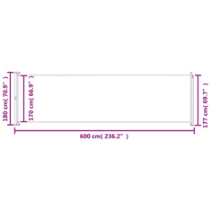 Vidaxl szürke behúzható oldalsó terasznapellenző 180 x 600 cm (317968)