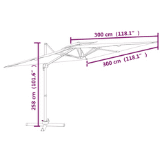 Vidaxl azúrkék dupla tetős konzolos napernyő 300x300 cm (319953)