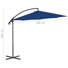 Vidaxl azúrkék konzolos napernyő acélrúddal 300 cm (312509)