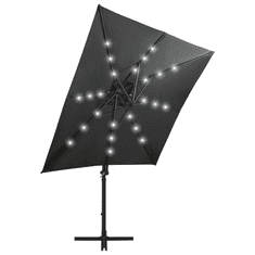 Vidaxl antracitszürke konzolos napernyő rúddal és LED-fényekkel 250 cm (312322)