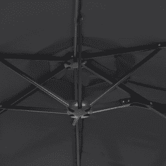 fekete dupla tetős napernyő LED-ekkel 316x240 cm
