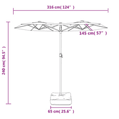 Vidaxl bordó dupla tetős napernyő 316x240 cm (362965)