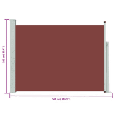 Vidaxl barna behúzható oldalsó teraszi napellenző 100 x 500 cm (48387)
