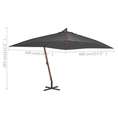 Vidaxl antracitszürke konzolos napernyő farúddal 400 x 300 cm (44491)