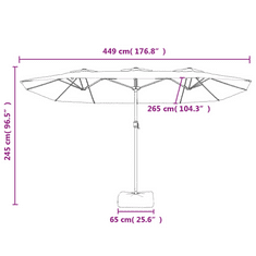 Vidaxl antracitszürke dupla tetős napernyő 449x245 cm (362947)