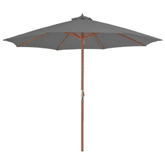 Vidaxl antracitszürke kültéri napernyő farúddal, 300 cm átmérőjű (44495)
