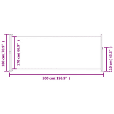 Vidaxl barna behúzható oldalsó terasznapellenző 180 x 500 cm (313408)