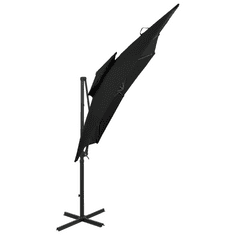 Vidaxl fekete dupla tetejű konzolos napernyő 250 x 250 cm (312356)