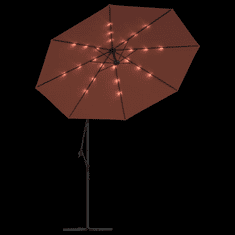 Vidaxl terracotta színű konzolos napernyő LED-fényekkel és acél rúddal (313781)