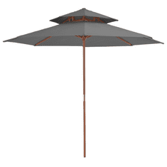 Vidaxl antracitszürke kétszintes napernyő fa rúddal 270 cm (44519)