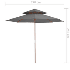 Vidaxl antracitszürke kétszintes napernyő fa rúddal 270 cm (44519)