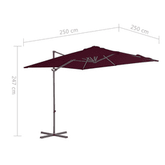 Vidaxl bordó konzolos napernyő acélrúddal 250 x 250 cm (312308)