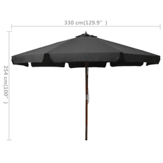 Vidaxl antracitszürke kültéri napernyő farúddal 330 cm (47214)