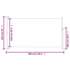 Vidaxl veranda behúzható válaszfal 160 x 300 cm szürke (41546)