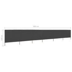 Vidaxl antracitszürke szövet 6-paneles szélfogó 800 x 120 cm (47176)
