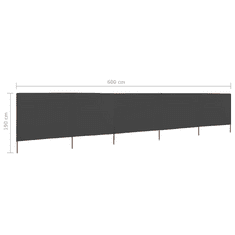 Vidaxl antracitszürke 5 paneles szövet szélfogó 600 x 160 cm (47168)