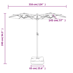 Vidaxl antracitszürke dupla tetős napernyő 316x240 cm (362963)