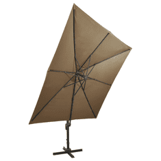 Vidaxl tópszínű konzolos napernyő rúddal és LED-fényekkel 300 cm (312347)
