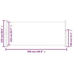 Vidaxl fekete behúzható oldalsó terasznapellenző 220 x 500 cm (313429)