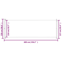 Vidaxl szürke behúzható oldalsó terasznapellenző 220 x 600 cm (317980)