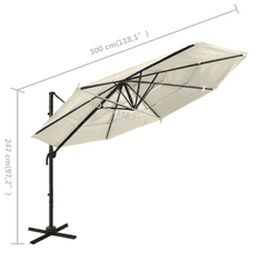 Vidaxl 4 szintes homokszínű napernyő alumíniumrúddal 3 x 3 m (313828)