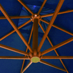 Vidaxl azúrkék tömör fenyőfa függő napernyő rúddal 3 x 3 m (313779)
