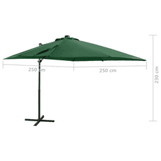 Vidaxl zöld konzolos napernyő rúddal és LED-fényekkel 250 cm (312321)