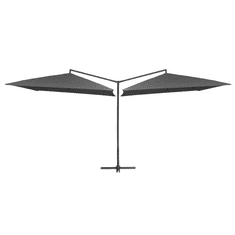 Vidaxl antracitszürke dupla napernyő acélrúddal 250 x 250 cm (47322)