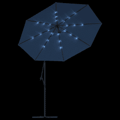 Vidaxl azúrkék konzolos napernyő LED-fényekkel és acélrúddal 300 cm (47137)