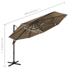 Vidaxl 4 szintes tópszínű napernyő alumíniumrúddal 3 x 3 m (313831)