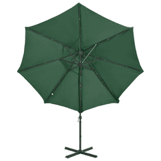 Vidaxl zöld konzolos napernyő rúddal és LED-fényekkel 300 cm (312329)