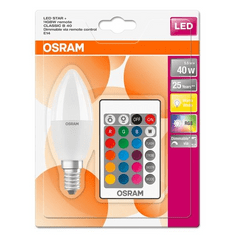 Osram Star+ LED fényforrás Gyertya E14 5,5W 470lm 2700K matt búra RGBW távirányítható (4058075144309) (4058075144309)