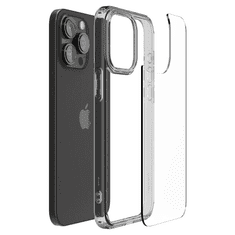 Spigen Apple iPhone 15 Pro Max, Műanyag hátlap védőtok + szilikon keret, Ultra Hybrid, átlátszó/füst (TS0210)