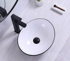 MUVU Pultos mosdókagyló, kerámia, fürdőszoba, kerek, fekete, 42x34 cm, REBIKO