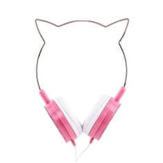 TKG Headset: Cat YLFS-22 - pink / csillámos vezetékes fejhallgató (3,5 mm jack)