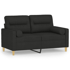 Vidaxl 2 személyes fekete szövet kanapé díszpárnákkal 120 cm (3200817)