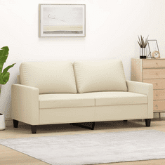 Vidaxl 2 személyes krémszínű műbőr kanapé 140 cm (359138)