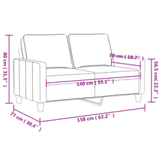 Vidaxl 2 személyes krémszínű műbőr kanapé 140 cm (359138)