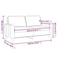 Vidaxl 2 személyes krémszínű műbőr kanapé 120 cm (359133)