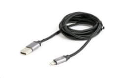 CABLEXPERT USB 2.0 Lightning kábel (IP5 és magasabb) töltő- és szinkronizáló kábel, fonott, 1,8 m, fekete, buborékcsomagolásban